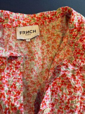 FRNCH French Paris Tie Front Floral Button Up Shirt M